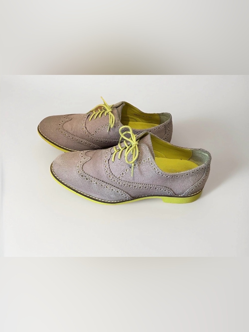 Cole Haan Alisa Oxford Shoes Wingtip Tan/Yellow Women’s Size 7 Leather Suede - Picture 2 of 7